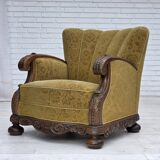 1960s, Danish armchair, furniture wool, solid oak wood.