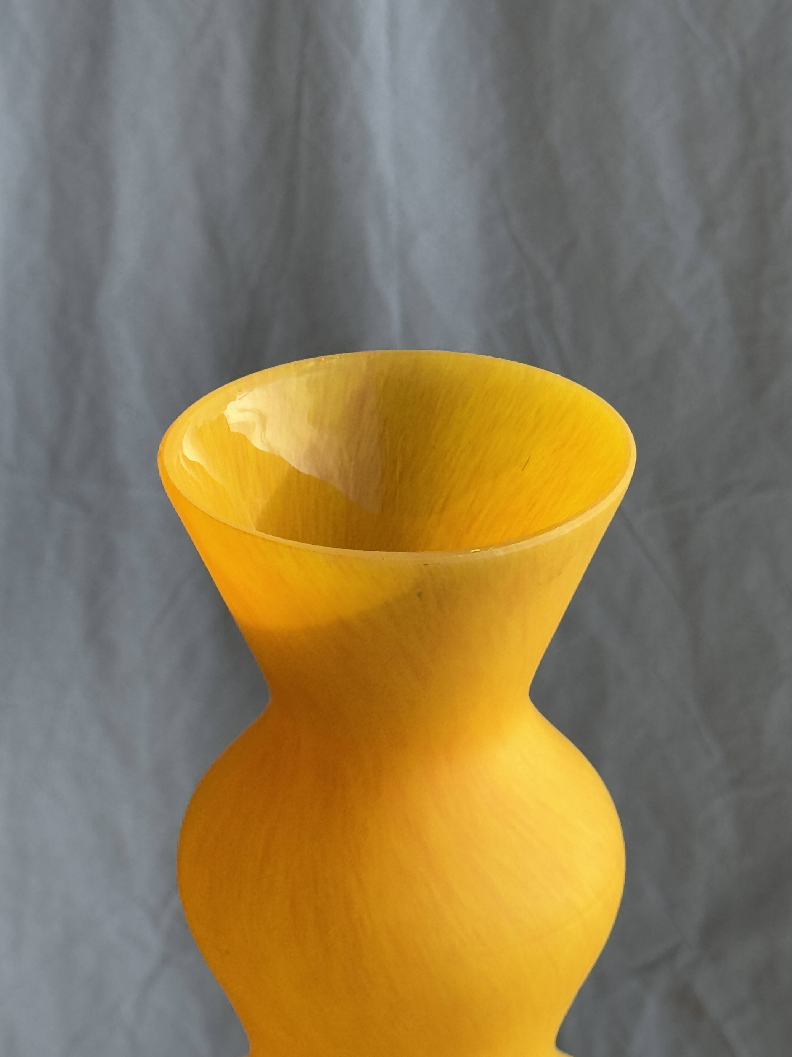 Modern vase in vintage opaline yellow glass H:30cm