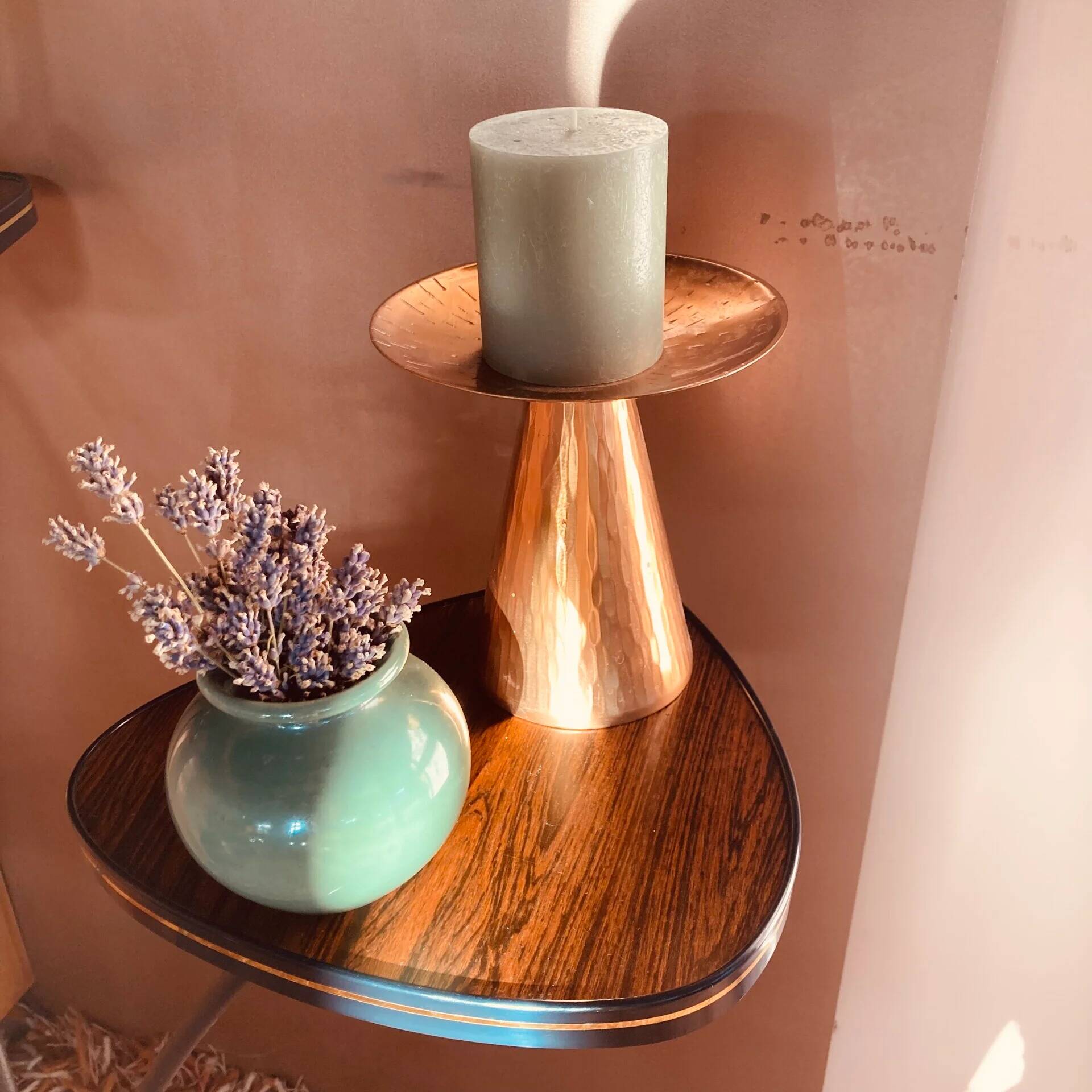 Retro plant table with levels, rosewood veneer, black trim