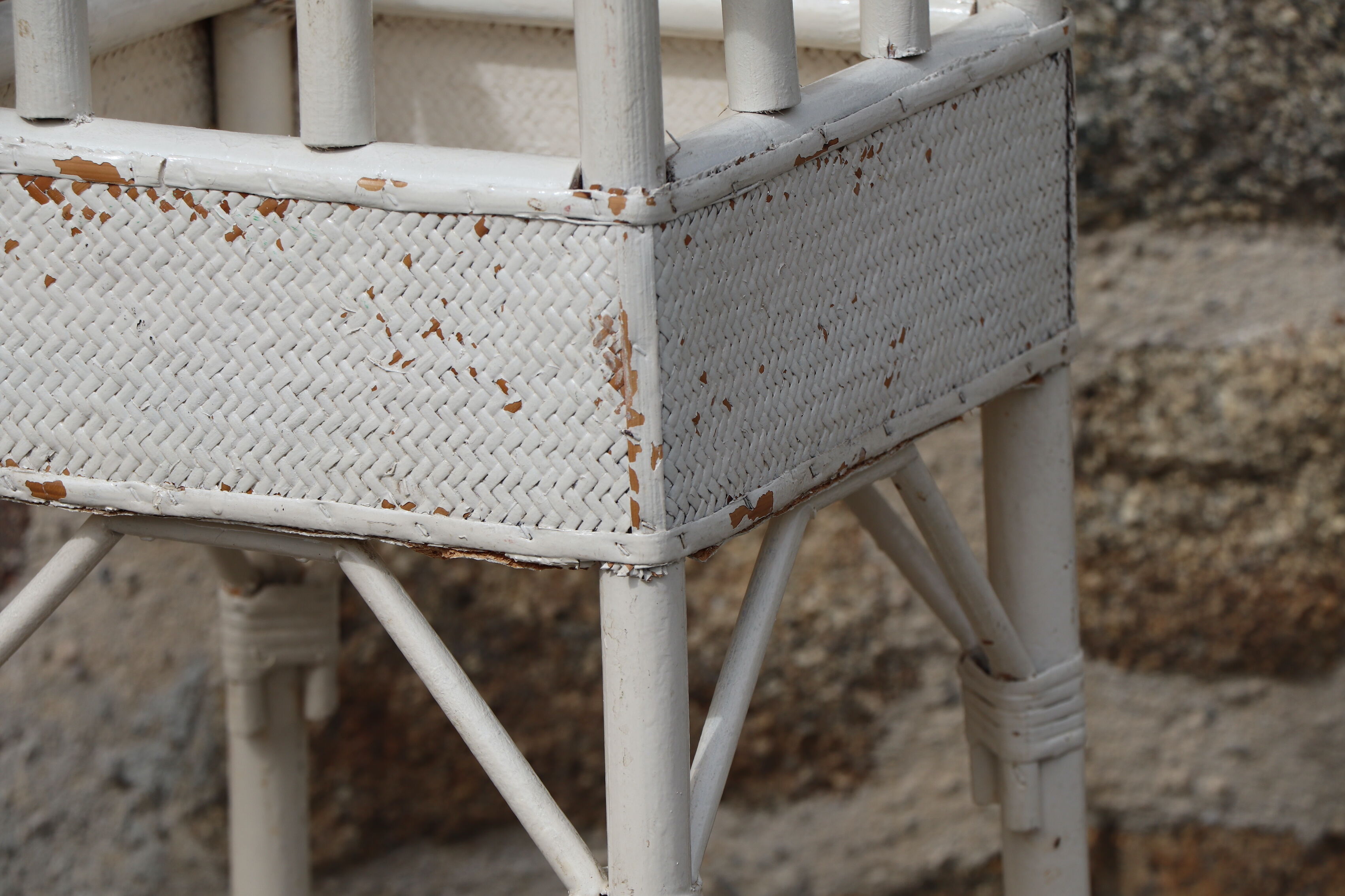 Rattan and wicker planter, 20th century