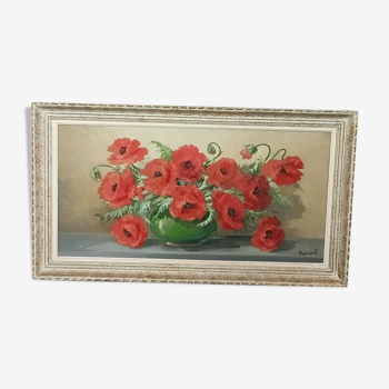 Oil on canvas painting "red poppies" signed