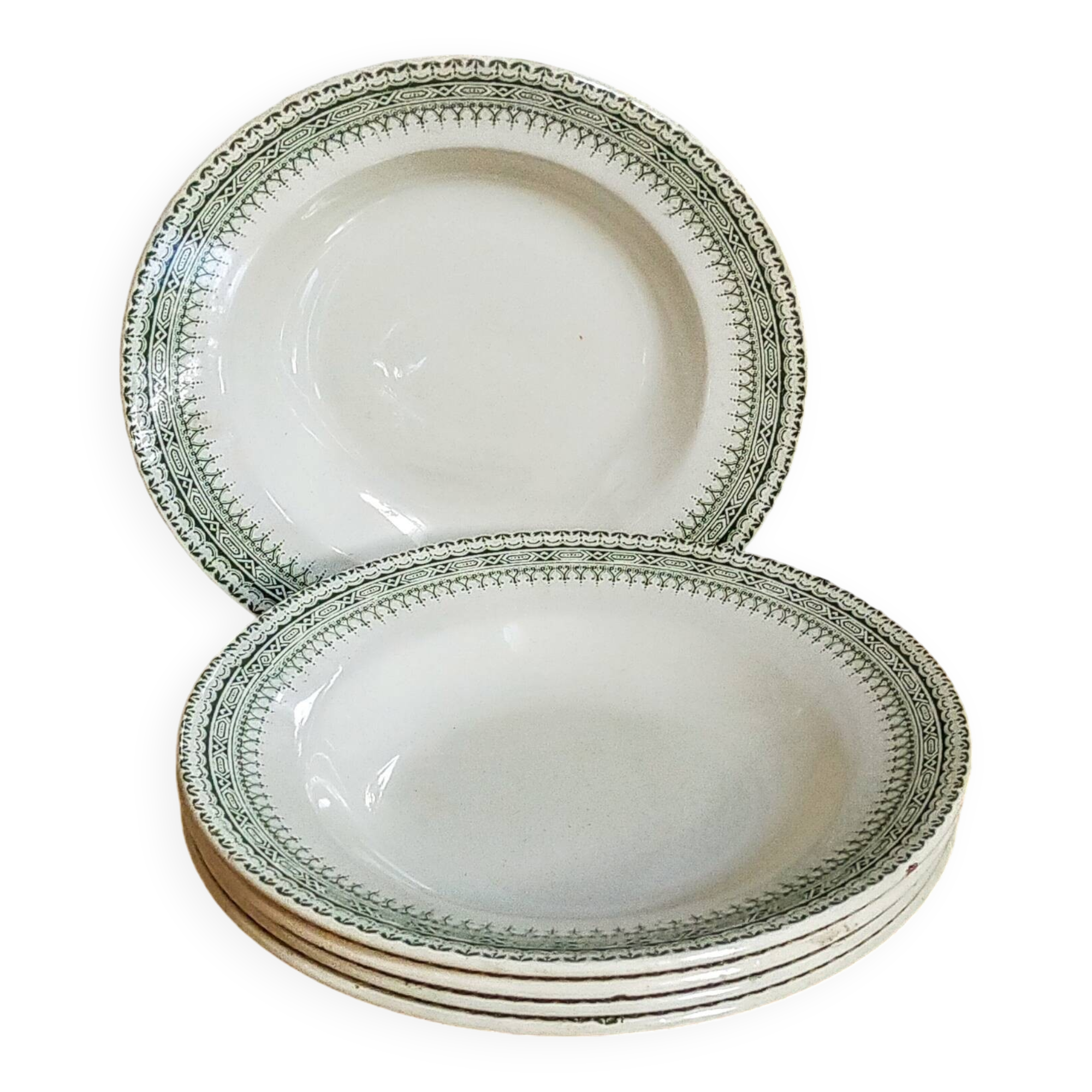 Five old plates Terre de fer from Choisy-Le-Roi HB and cie