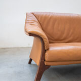 Canapé Frau En cuir couleur cognac 1980/1990