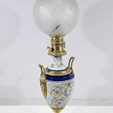 Lampe à pétrole en faïence, époque Napoléon III, milieu XIXème