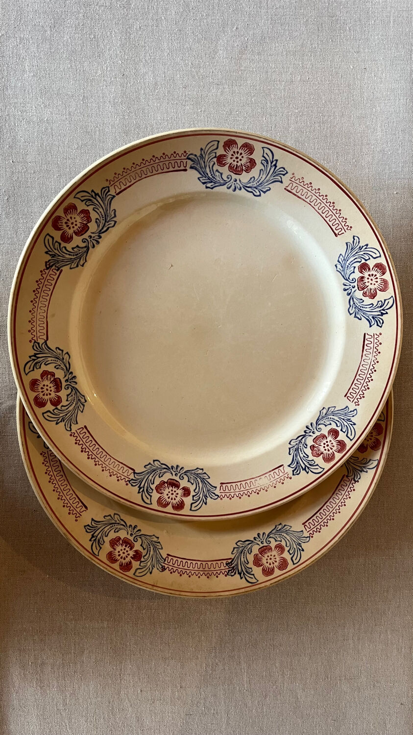 Pair of large old ST Amand flat plates