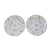 Pair of old chantilly plates (?) blue flower seedlings 18th probable