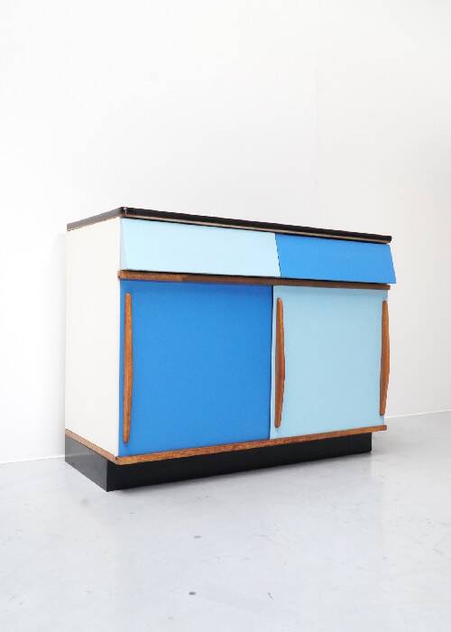 Willy Van Der Meeren, Blue Two-Tone Kitchen Cabinet for Tubax