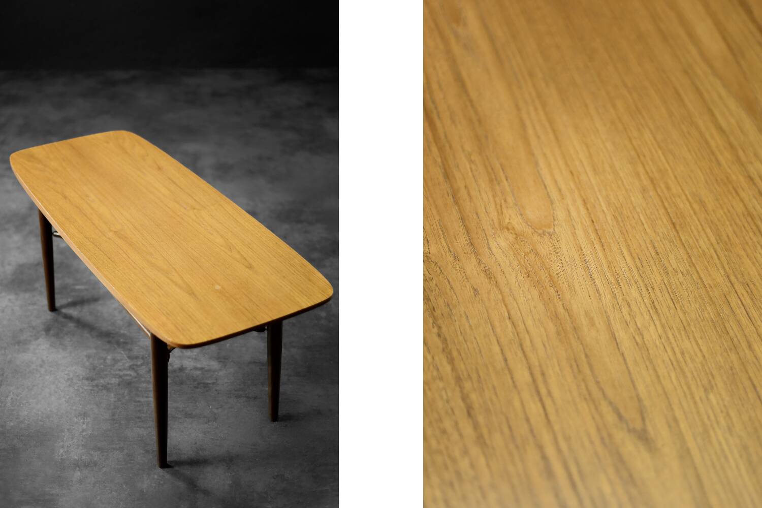 Low Mid-Century Danish Modern Teak Hyggebord 55 Coffee Table with shelf