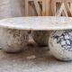 Round Coffee Table Viola Violet Marble with Ball Sphere Legs