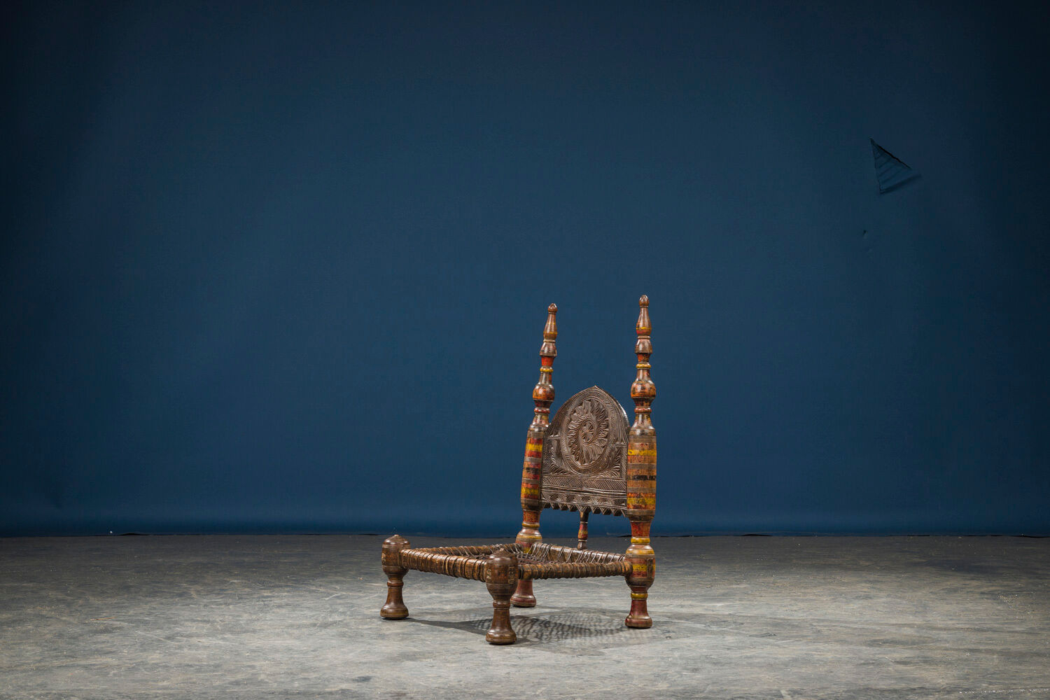 African Carved Wood & Rawhide Side Chair, 19th Century