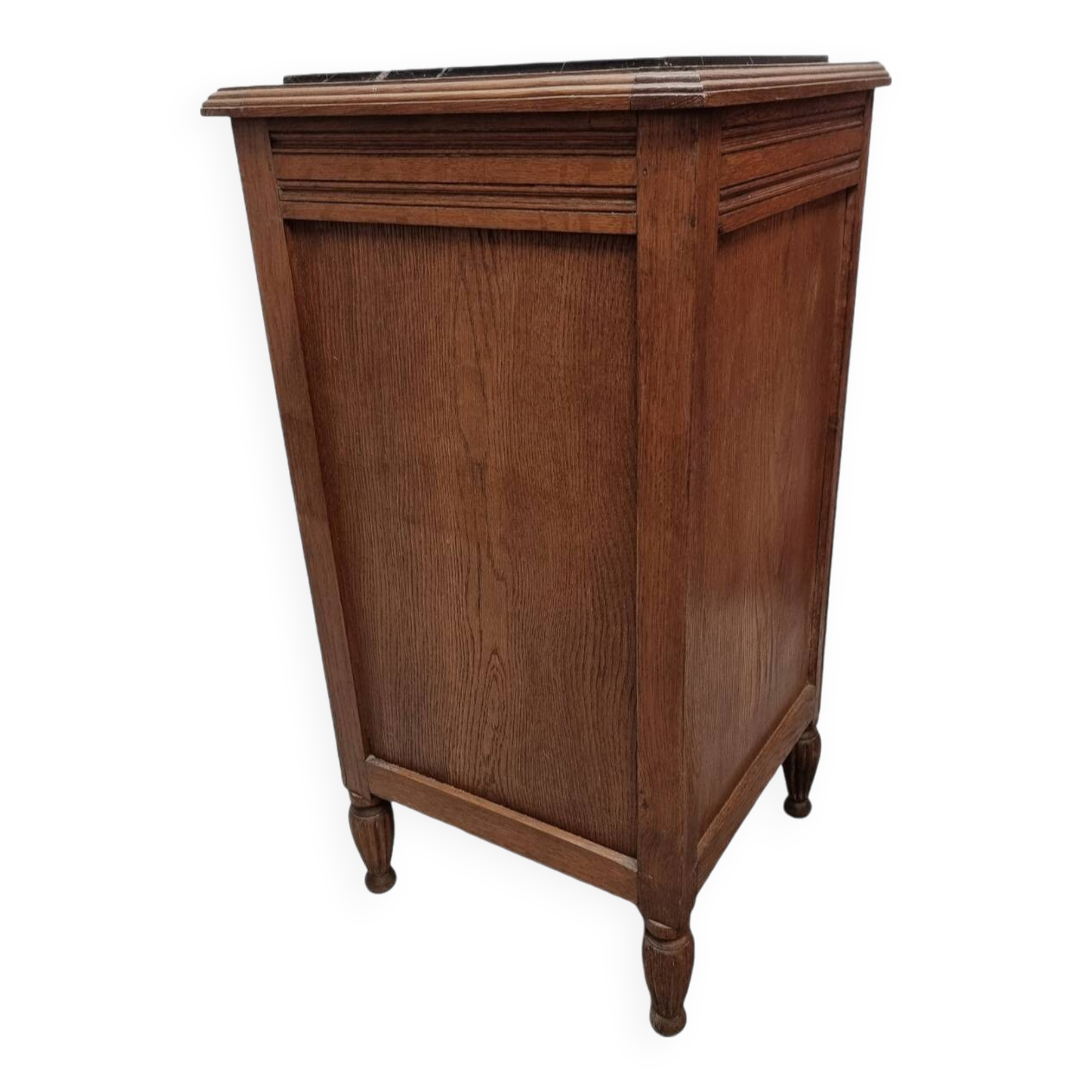 Table de chevet Art Déco en chêne avec plateau en marbre