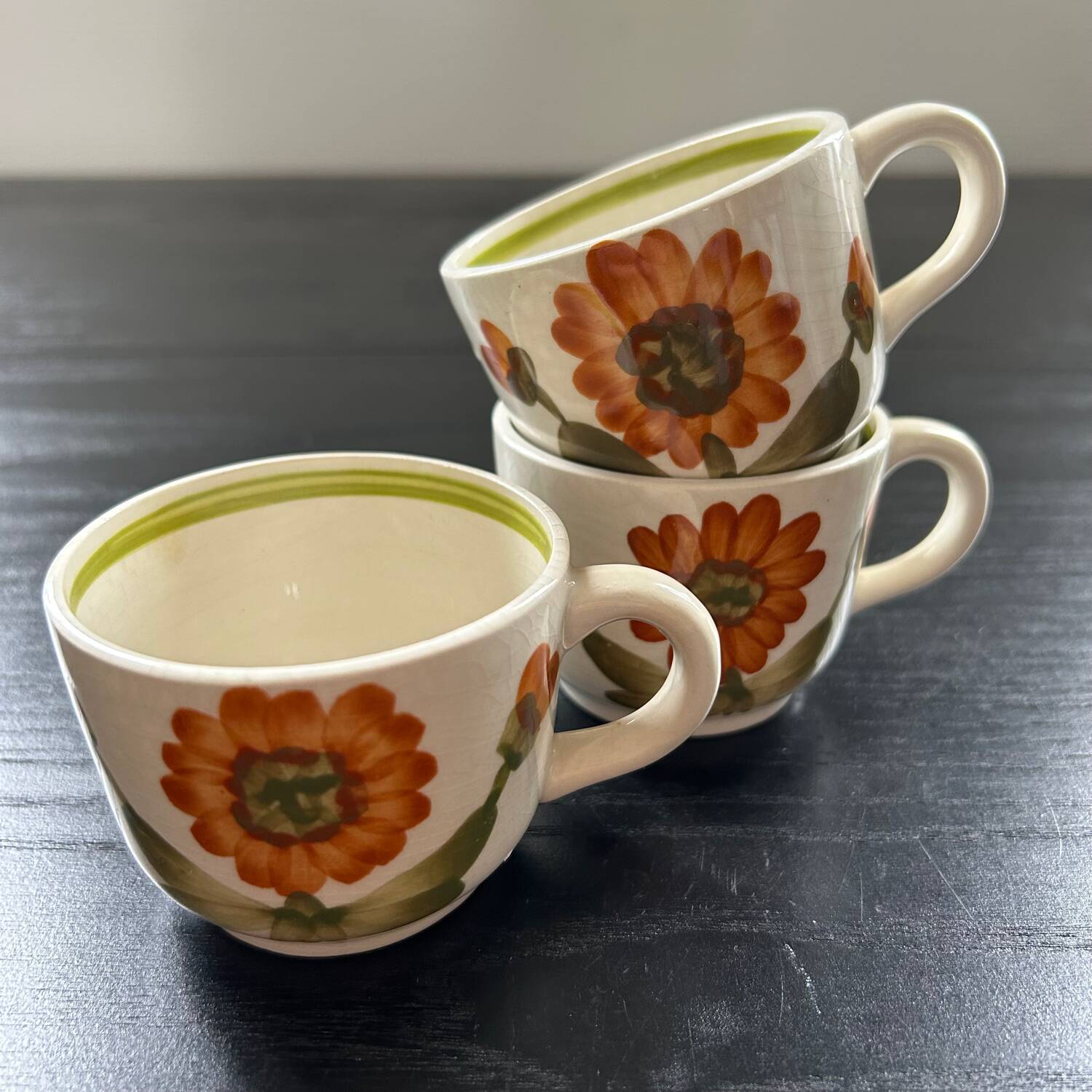 Set of 3 Sarreguemines cups and 1 mug