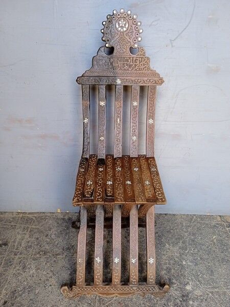 Syrian Chair early XXem carved / mother-of-pearl / foldable