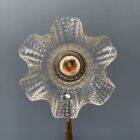 French art nouveau table lamp with transparent glass shade