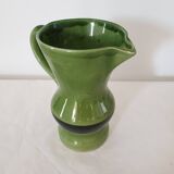 Green ceramic pitcher signed Longchamp - height 18.5cm