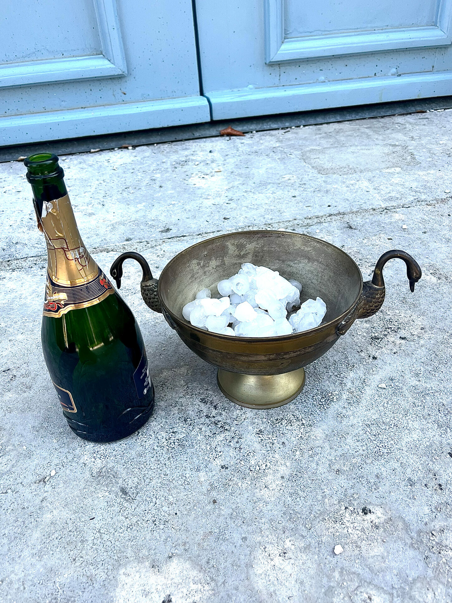 Swan Ice Bucket Brass French Vintage Footed Barware