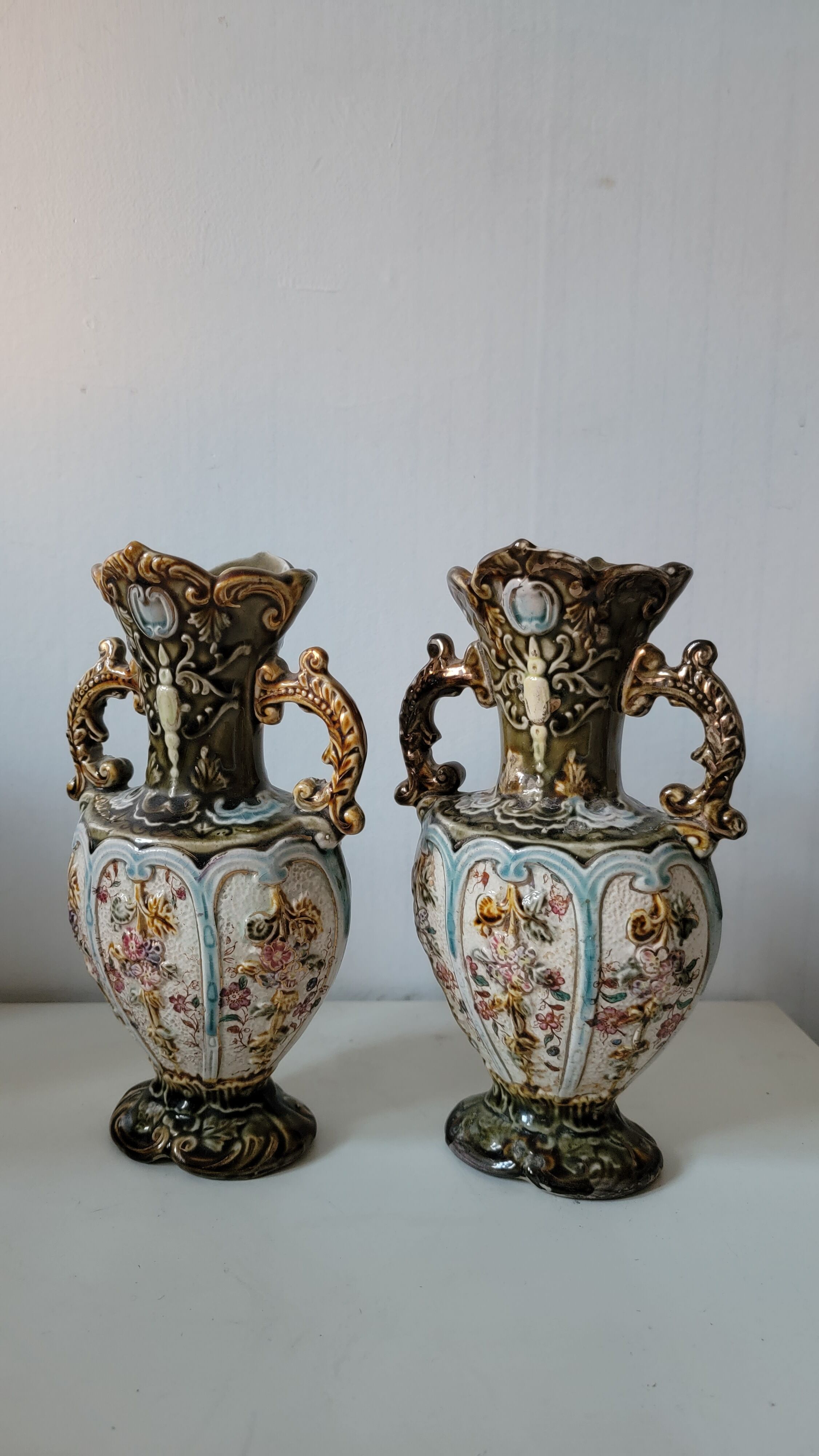 Duo of rococo vases