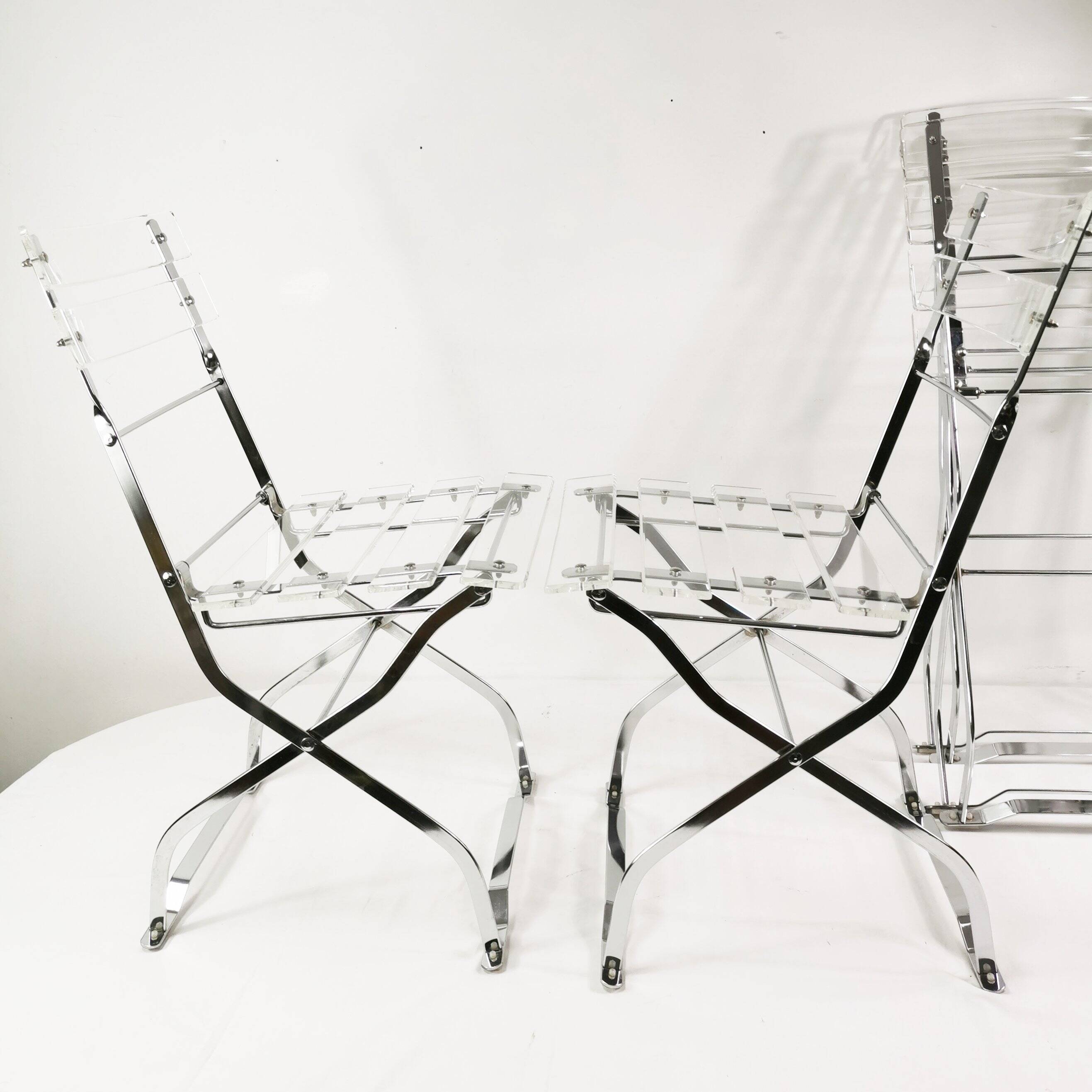 Set of designer folding chairs, Maison & Jardin Paris, 1970s