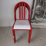 Set of 4 modernist red metal chairs