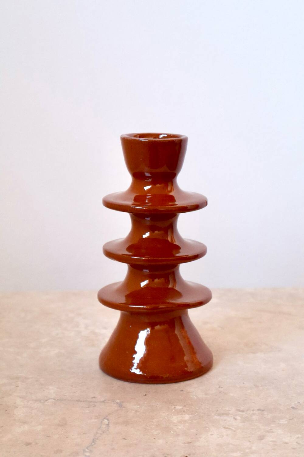 Large Modern Brown Ceramic Colorful Candle Holder