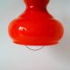 Orange opaline pendant light with metal arch, Design, 1970