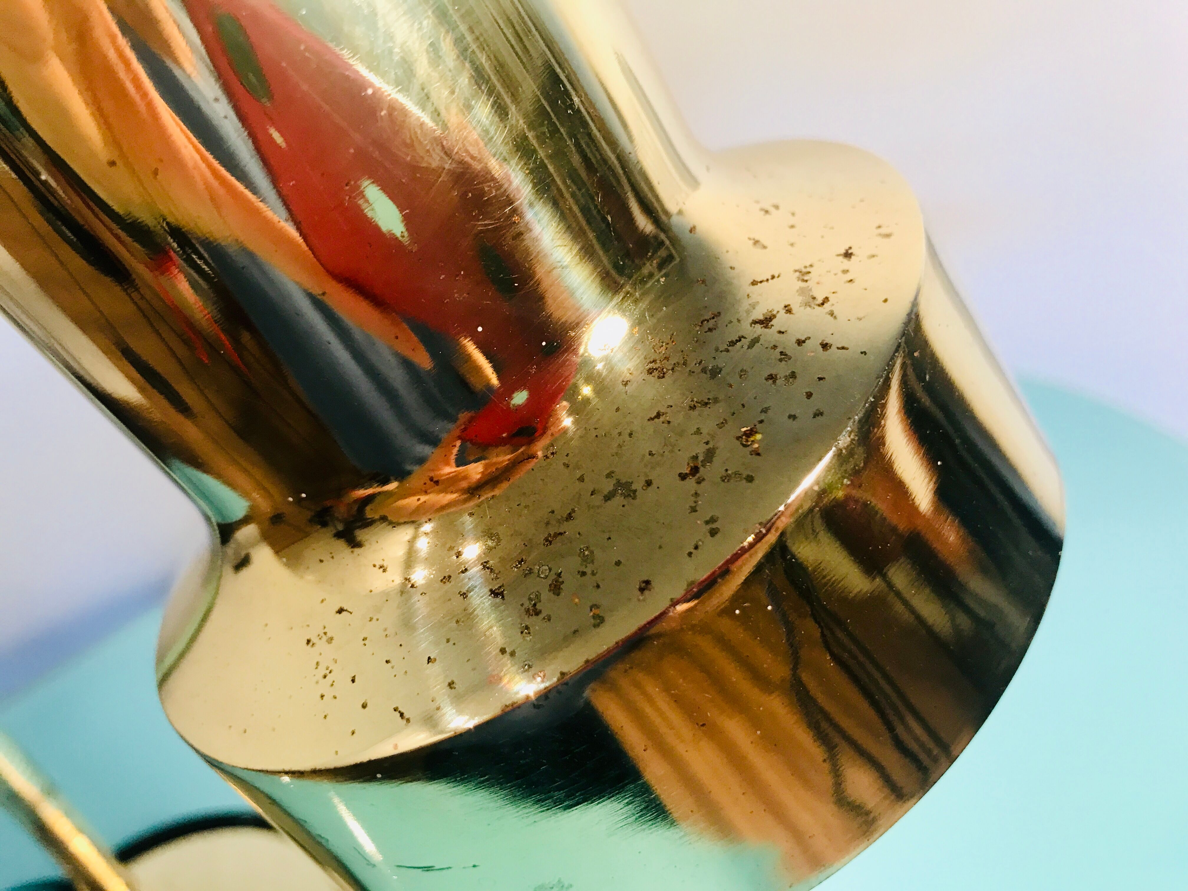 Art deco lamp, golden lamp shade, retro table lamp for apartment decor