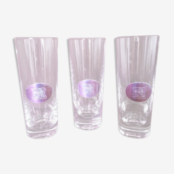 Suite of 3 glasses signed crystal of Sèvres