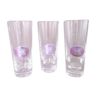 Suite of 3 glasses signed crystal of Sèvres