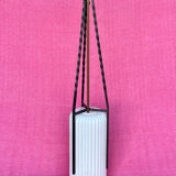 LAMP/IRON SUSPENSION FORGED OPAQUE WHITE GLASS CYLINDRICAL TUBE