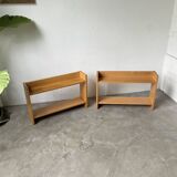 Lot of two Sornay beech shelves