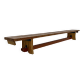 Vintage solid wooden school bench, 1970s