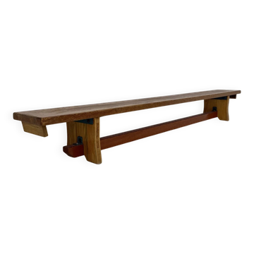 Vintage solid wooden school bench, 1970s