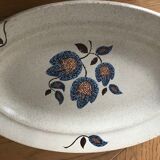 Flat oval dish earthenware Saint Amand floral decoration Sologne