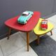 1958 side table unit in red and yellow