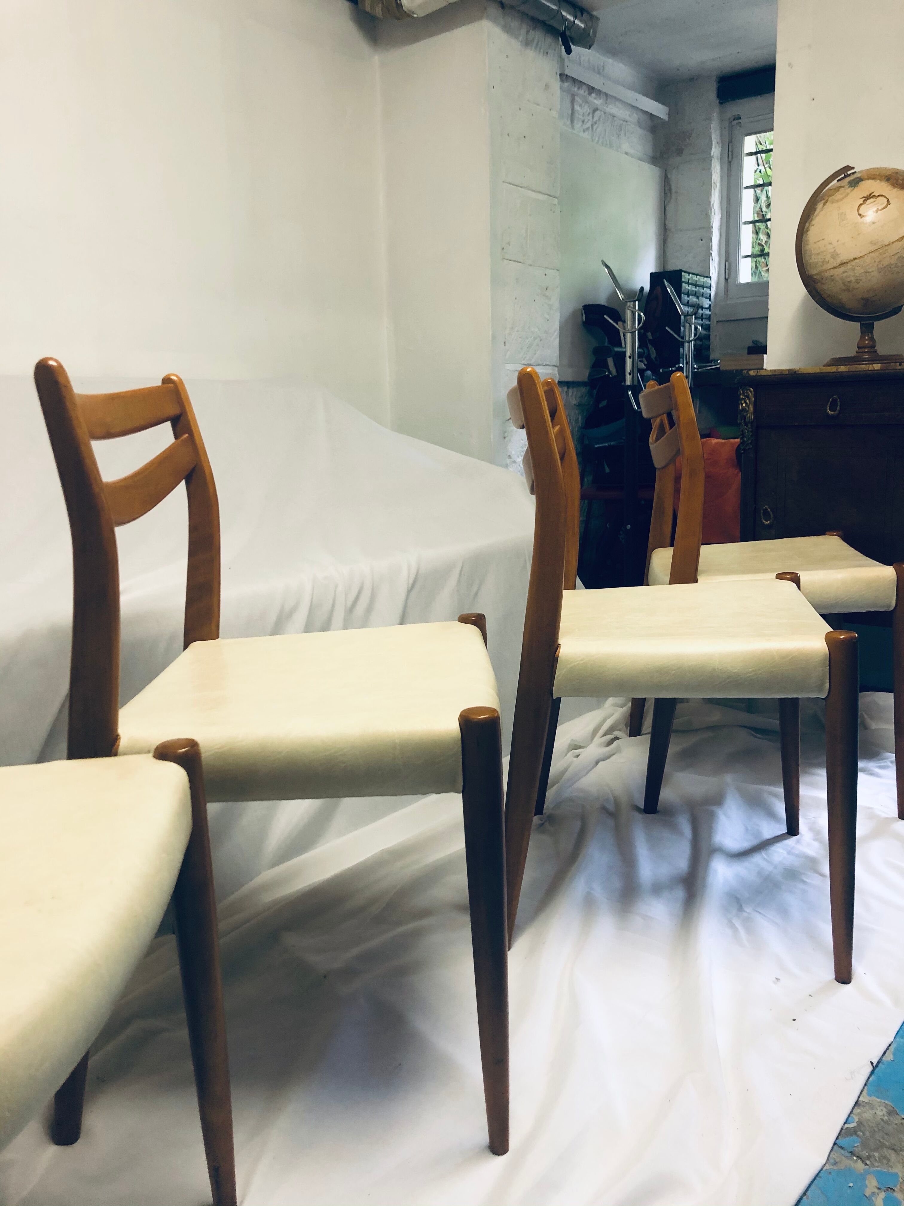 Lot of 4 danish chairs 1950