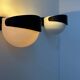 Pair of vintage wall lights, white and black Perspex, Sweden 1970