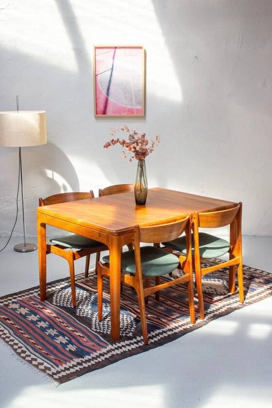 Vintage teak dining table, Danish Mid Century, 1960s, solid wood