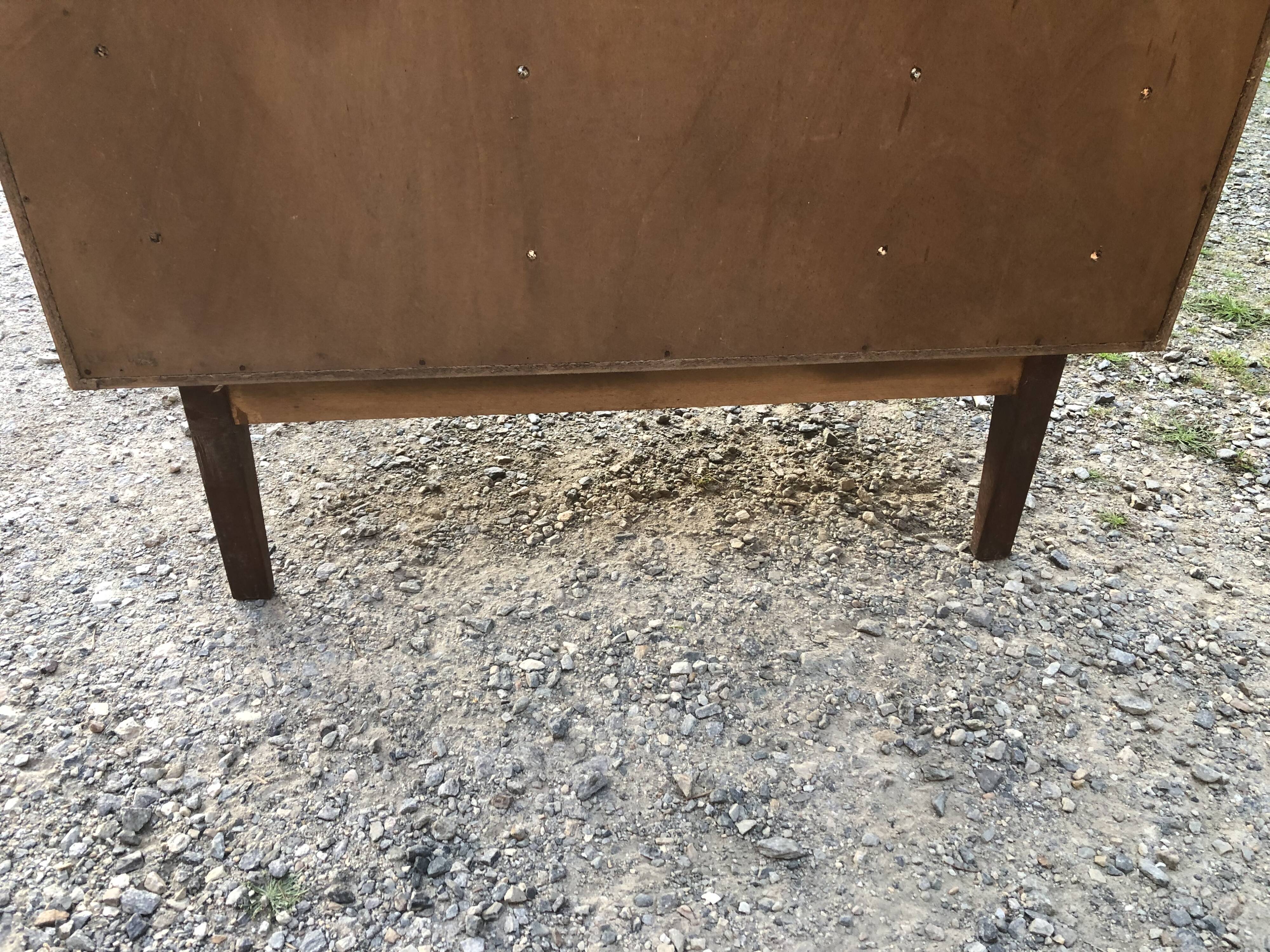 Vintage Scandinavian secretary in rosewood with drawers featuring fin-style handles.