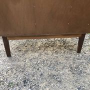Vintage Scandinavian secretary in rosewood with drawers featuring fin-style handles.