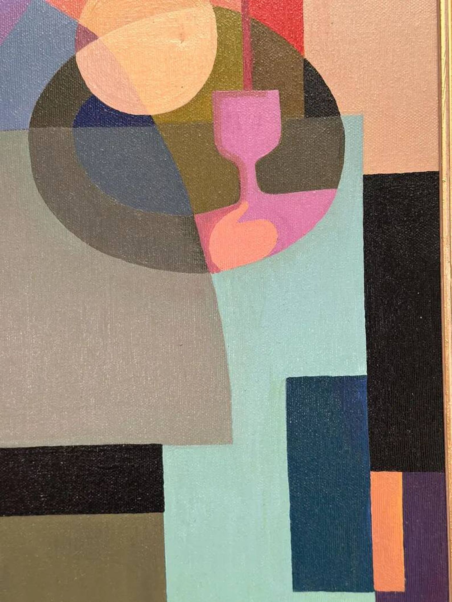 Original Swedish Oil on Canvas – "Abstract Still Life" by BMK (1993) – Signed – Vintage and Framed – 60 × 51 cm