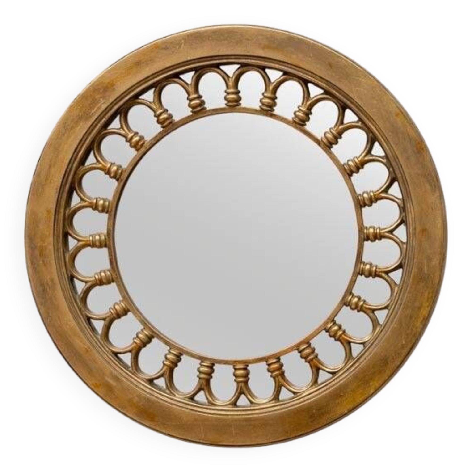 Round golden mirror