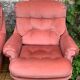 Pair of pink tufted velvet frog chairs from the 1970s.