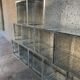 Modular bookcase, shelves composed of cubes facets of glass desselles