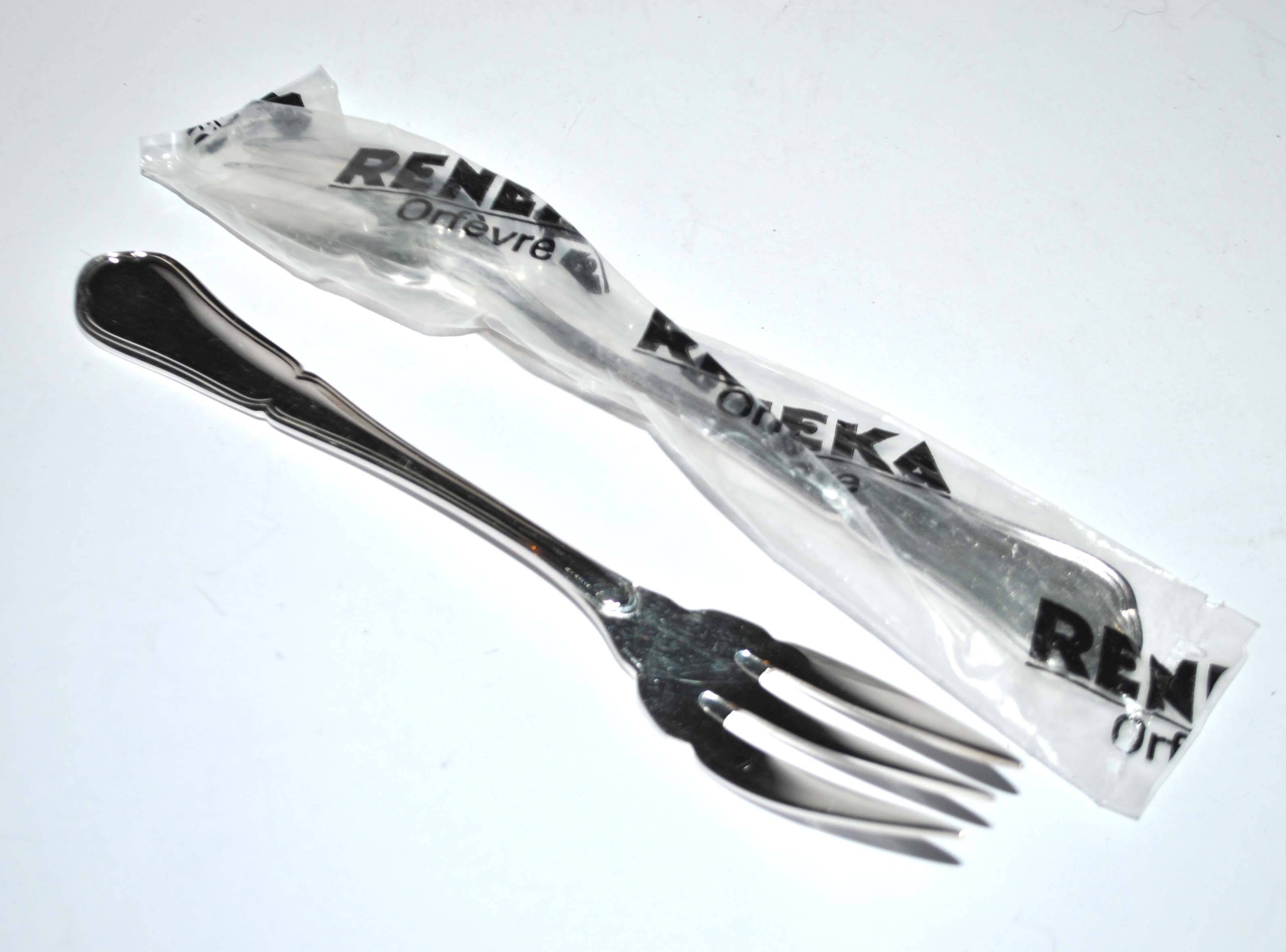 Set of 2 silver metal fish forks reneka fillet spatours 18cm