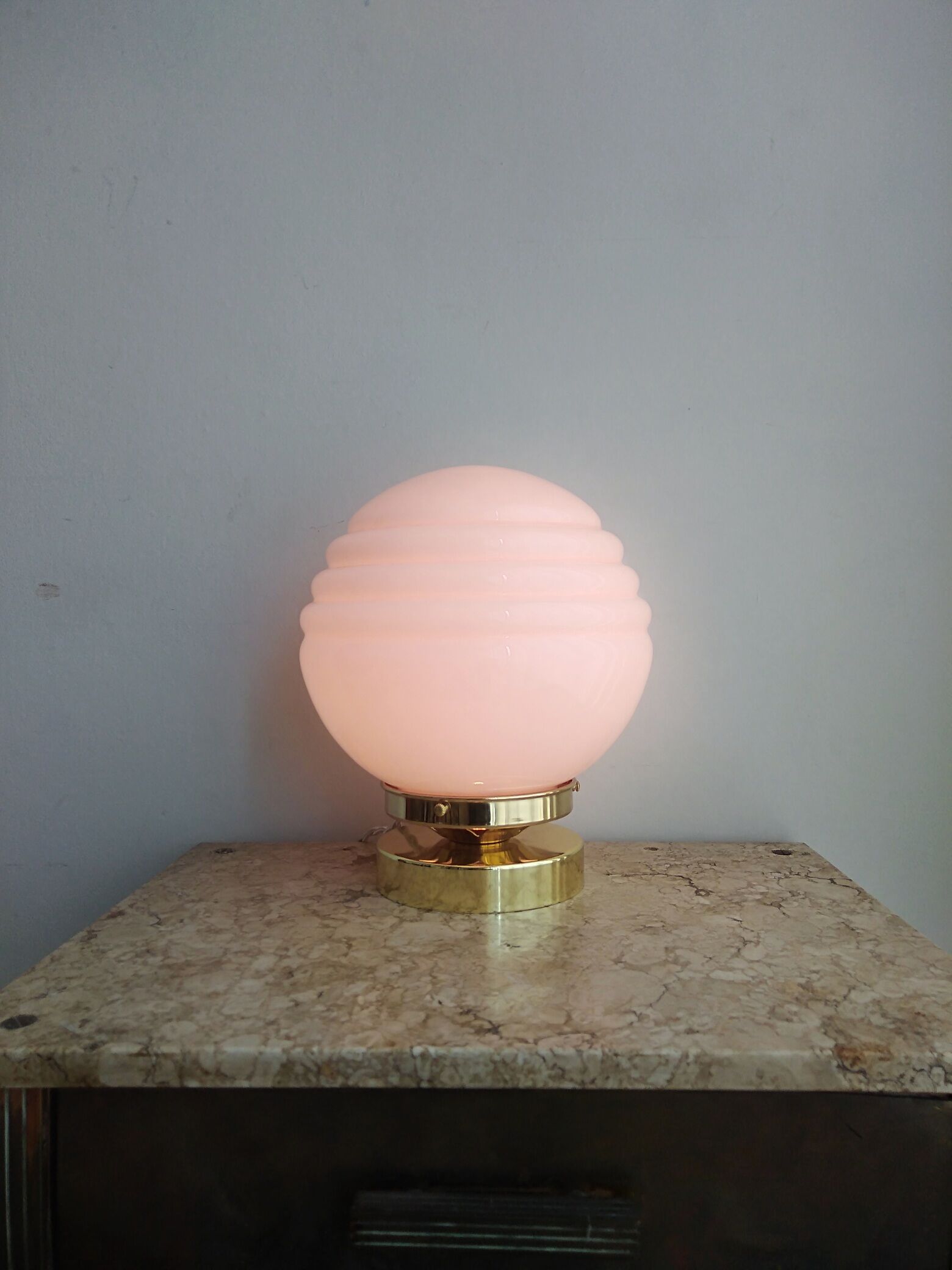 Pink opaline globe lamp