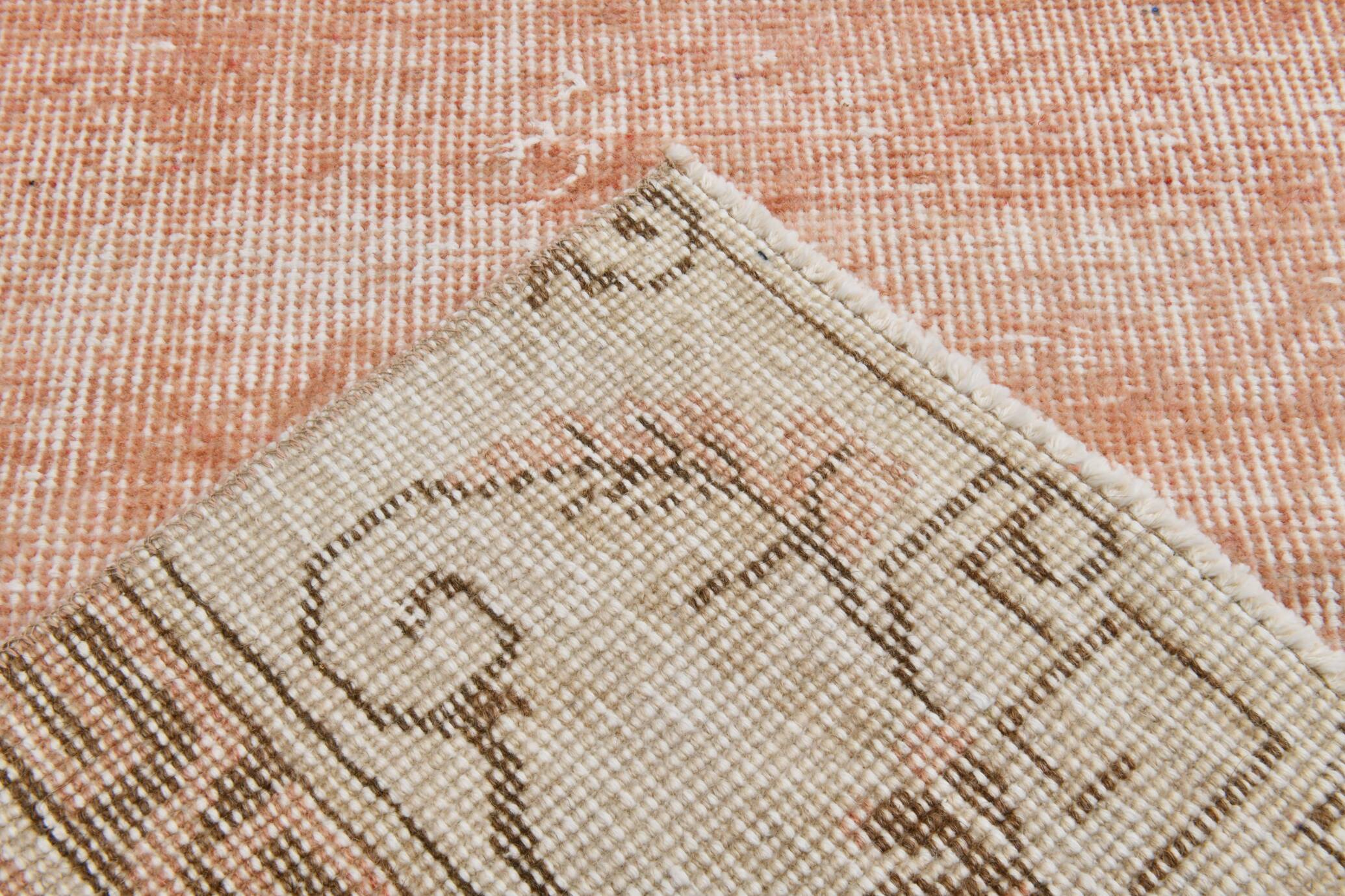 Pale Red & Beige Turkish Runner Rug, 71x301Cm