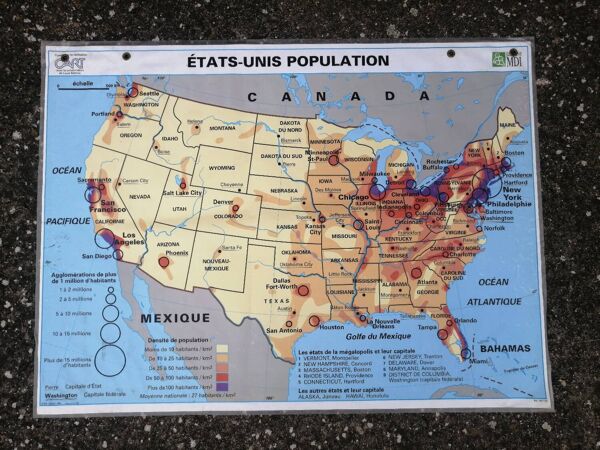 Ancienne carte MDI États-Unis USA vintage