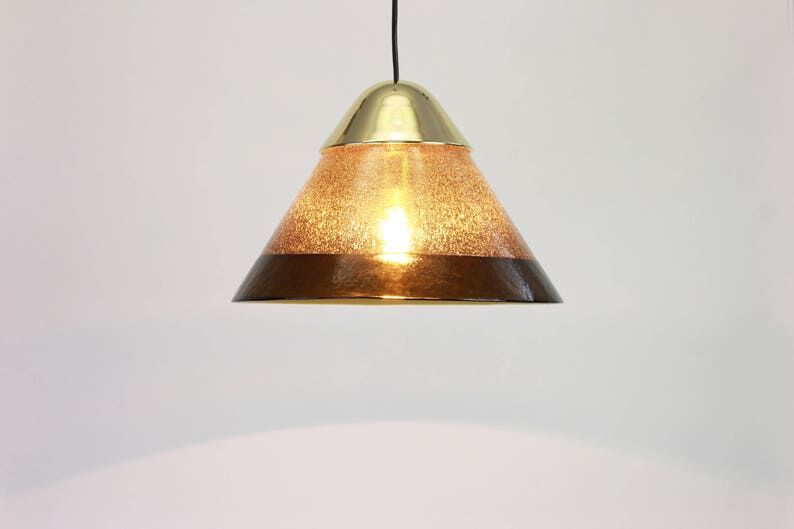 Mid century smoked glass pendant lamp by Peill and Putzler Germany 1970s