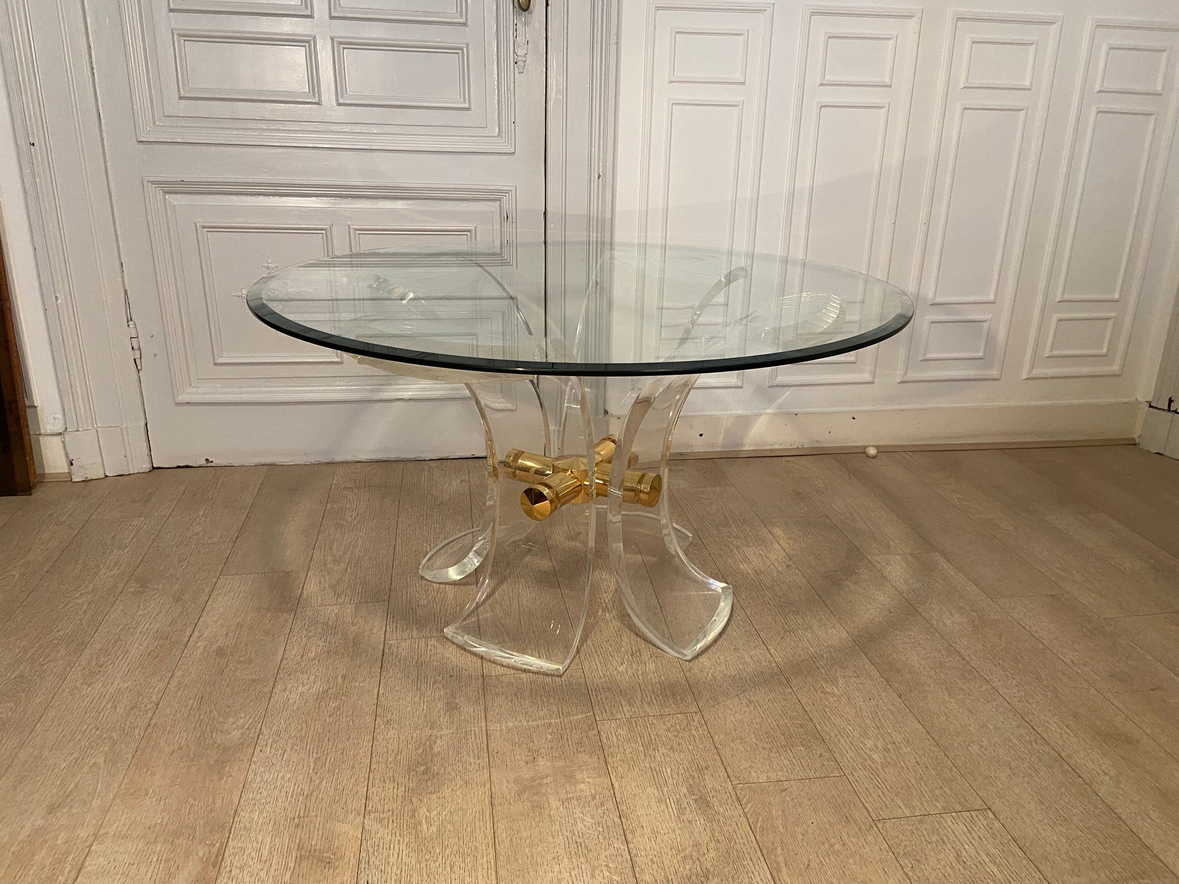 Lily table in plexiglass and gilded metal, 1970