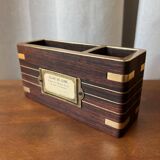 Wooden and brass pencil pot